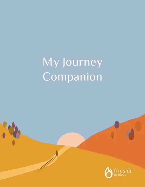 Cover of the Journey Companion, with the title 'My Journey Companion' set against a painted hillside at sunrise.