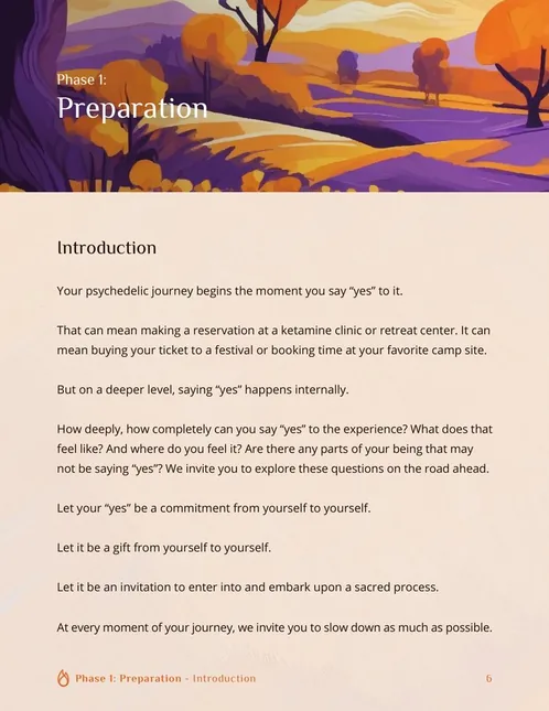 Phase 1: Preparation - opening page of the Journey Companion, showing a painted autumn landscape and the introduction.